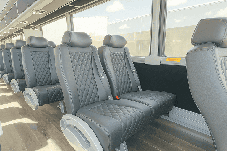 interior of San Antonio Minibus Company charter bus