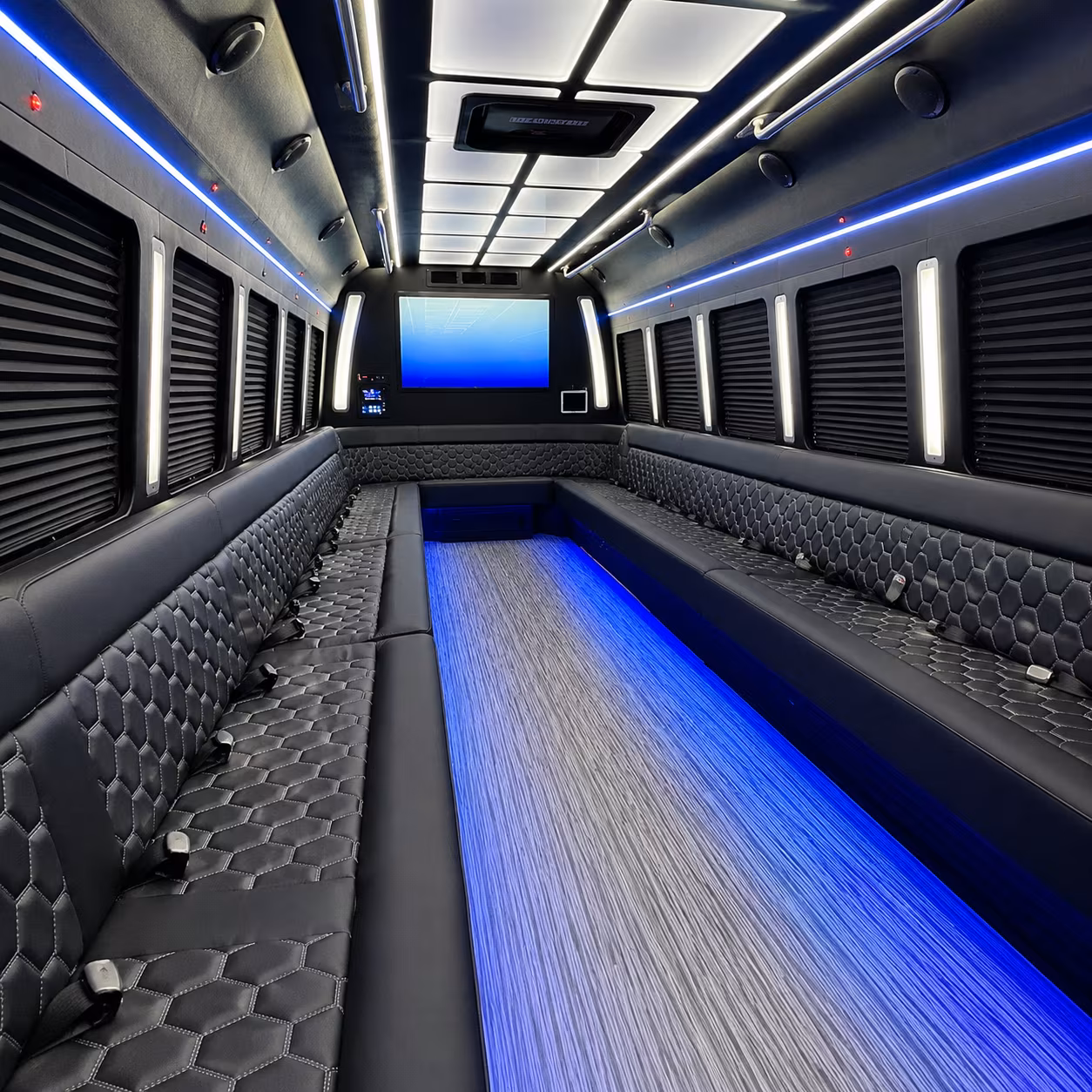 san antonio 50 passenger party bus inside